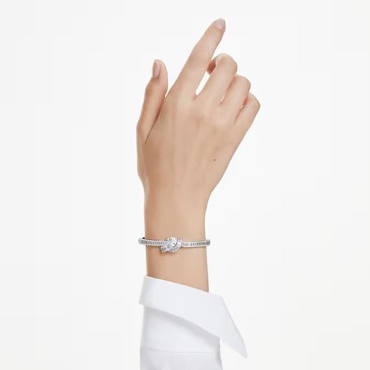Foto de Brazalete Matrix Nudo baño rodio talla baguette color blanco talla M