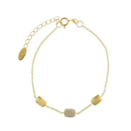 Foto de Pulsera de plata baño oro rectangulo con circonitas