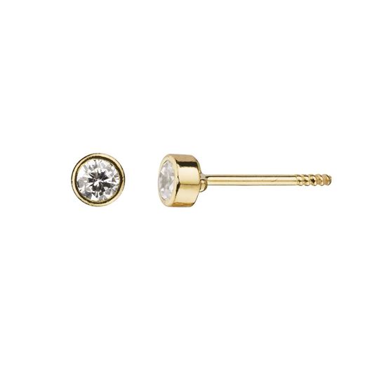 Picture of Pendientes chatón redondo 3mm en oro amarillo 18kt y circonita blanca