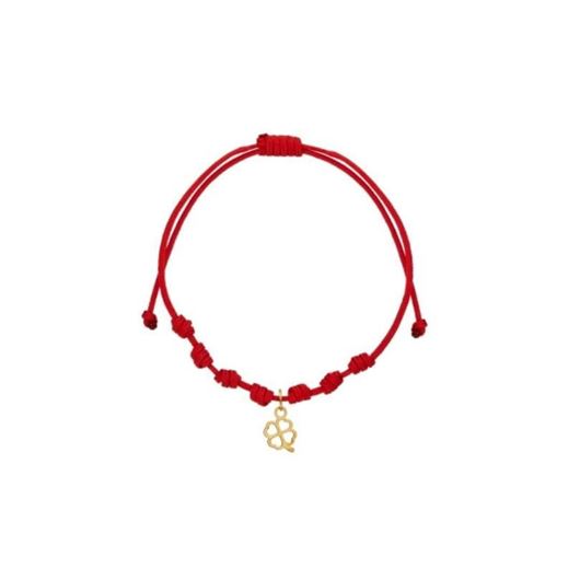 Picture of Pulsera 7 nudos Trébol de la suerte mini nylon en oro amarillo 18kt