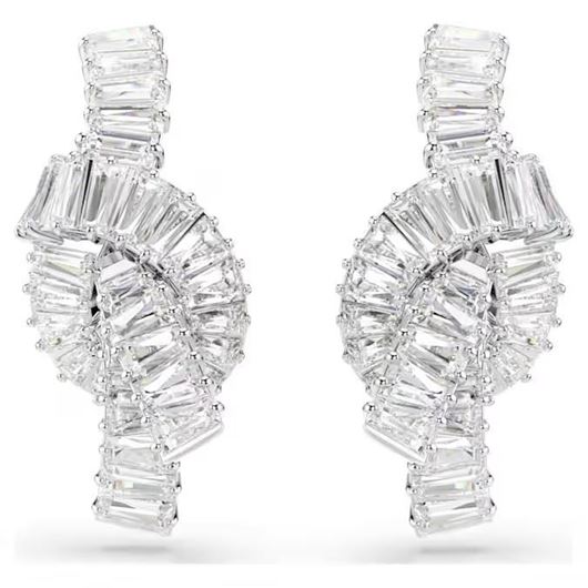 Picture of Pendientes Matrix nudo baño rodio, talla baguette