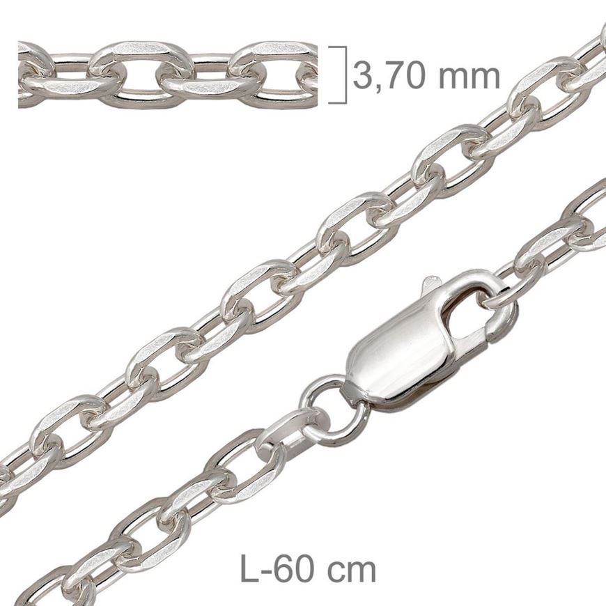 Foto de Cadena de plata sin rodio, eslabón forzado lapidado 60cm