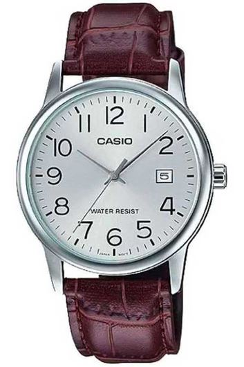 Foto de Reloj Casio hombre correa de piel marron y esfera plateada