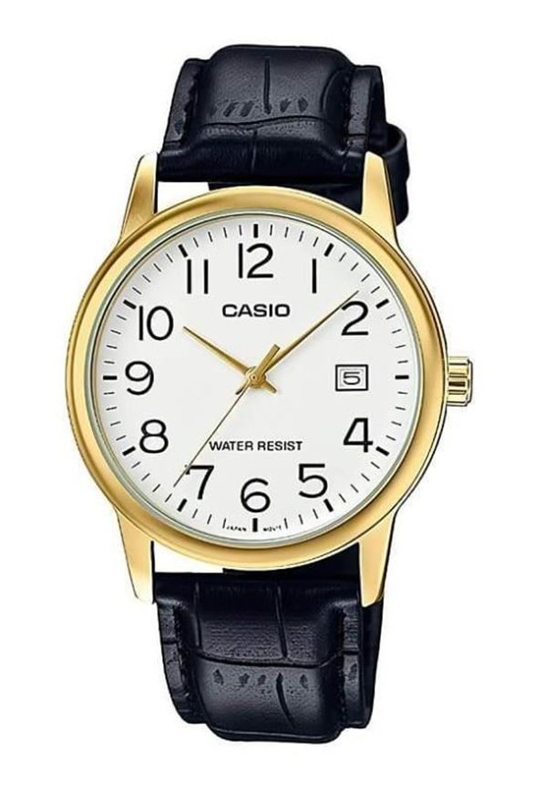 Foto de Reloj Casio hombre correa piel negra y esfera blanca