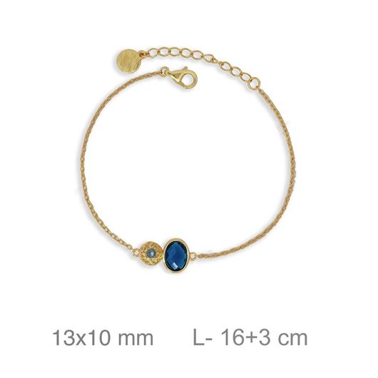 Foto de Pulsera de plata baño de oro con circonita azul