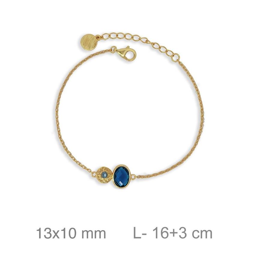 Foto de Pulsera de plata baño de oro con circonita azul