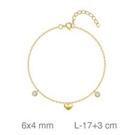 Foto de Pulsera de plata baño de oro con corazón y chatones