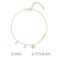 Foto de Pulsera de plata baño de oro con corazón y circonitas
