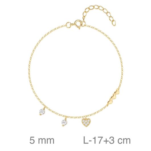Foto de Pulsera de plata baño de oro con corazón y circonitas