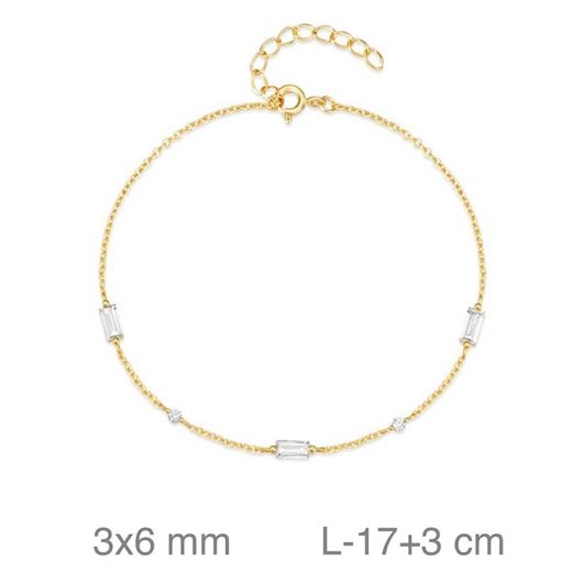 Foto de Pulsera de plata baño de oro con circonitas baguette