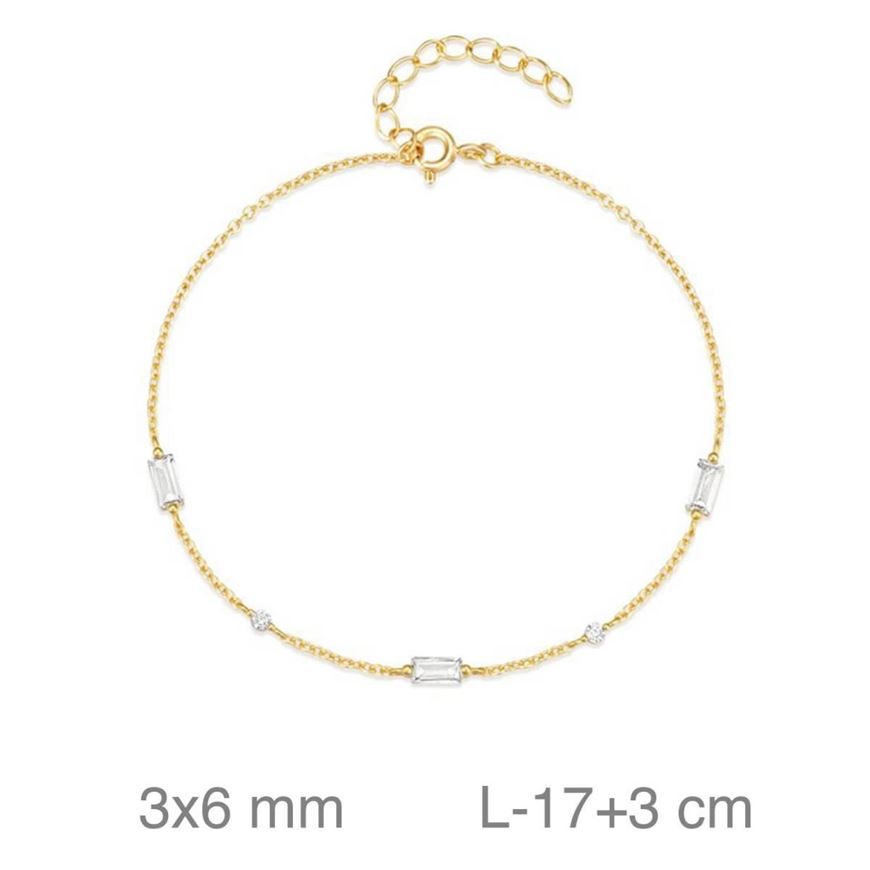 Foto de Pulsera de plata baño de oro con circonitas baguette