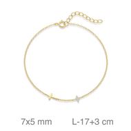 Foto de Pulsera de plata baño de oro con cruz y flor de circonitas