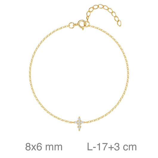 Foto de Pulsera de plata baño de oro con cruz de circonitas