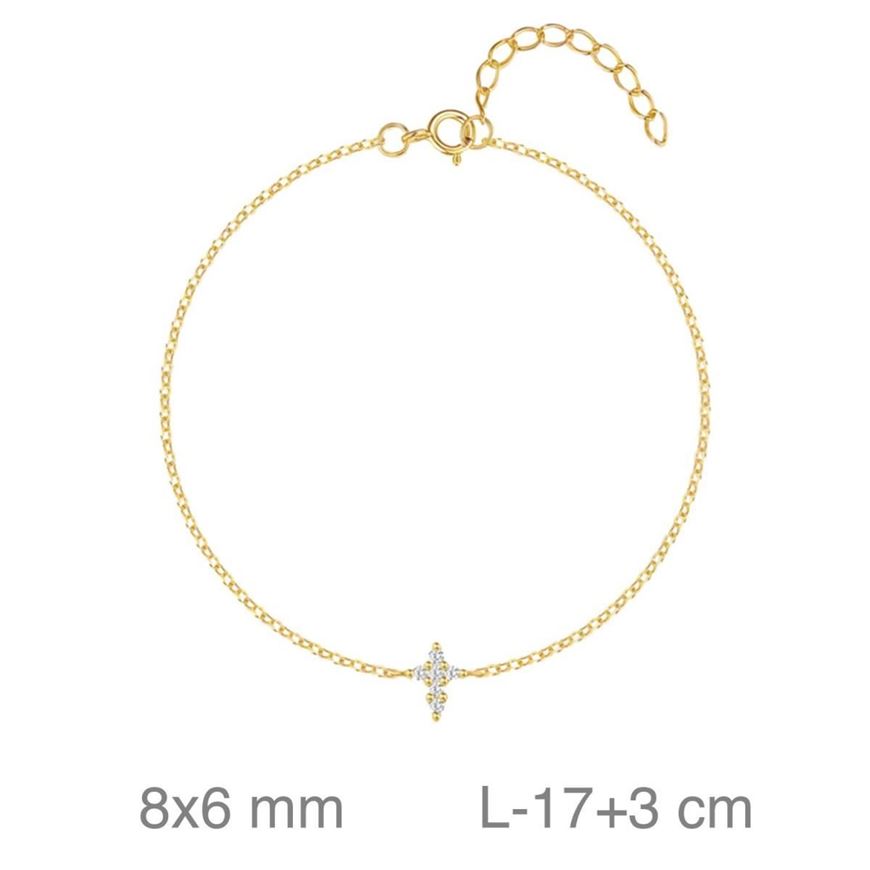 Foto de Pulsera de plata baño de oro con cruz de circonitas