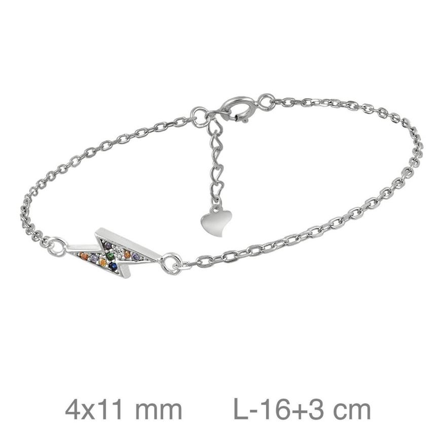 Foto de Pulsera plata baño rodio con rayo circonitas multicolor