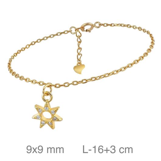 Foto de Pulsera plata baño oro colgante de sol con circonitas