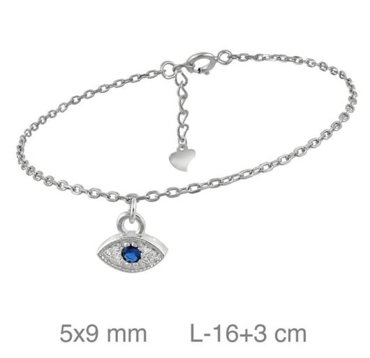 Foto de Pulsera de plata baño de rodio con ojo turco y circonitas