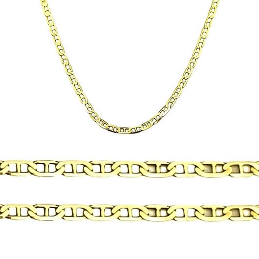 Foto de Cadena oro amarillo 18kt, eslabón travesino plano, grosor 1,50mm, longitud 45cm