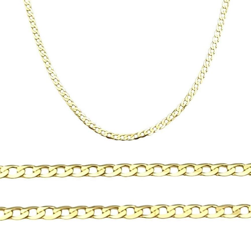 Foto de Cadena oro amarillo 18kt, eslabón barbado diamantado extraplano, grosor 1,55mm, longitud 50cm