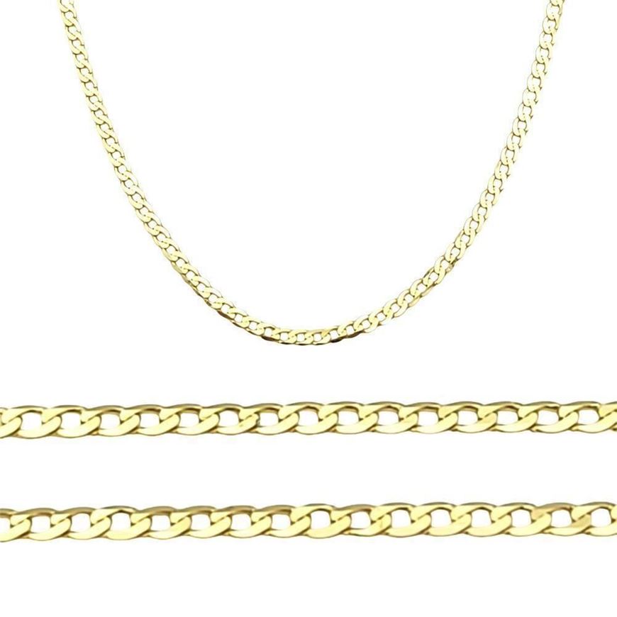 Foto de Cadena oro amarillo 18kt, eslabón barbado diamantado extraplano, grosor 1,55mm, longitud 50cm