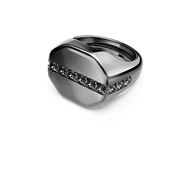 Foto de Anillo Dextera Octagon, Forma octagonal, Talla redonda, Negro, Baño de rutenio