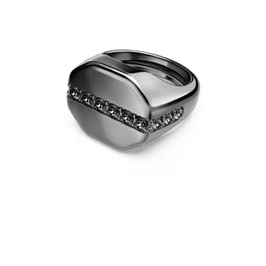 Foto de Anillo Dextera Octagon, Forma octagonal, Talla redonda, Negro, Baño de rutenio