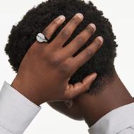 Foto de Anillo Dextera Octagon, Forma octagonal, Talla redonda, Negro, Baño de rutenio