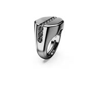 Foto de Anillo Dextera Octagon, Forma octagonal, Talla redonda, Negro, Baño de rutenio