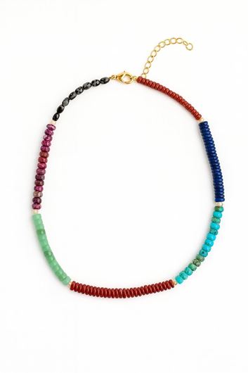 Foto de Collar Jaspe Rojo, Lapislázuli, Regalitas, Aventurinas y Cornalinas
