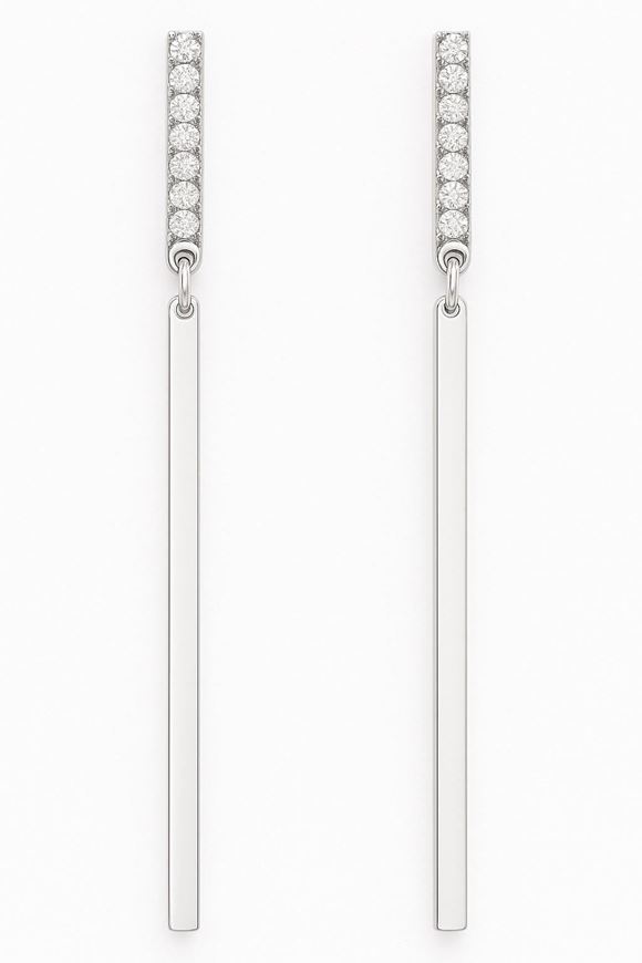 Foto de Pendientes oro blanco 18kt con barra de circonitas