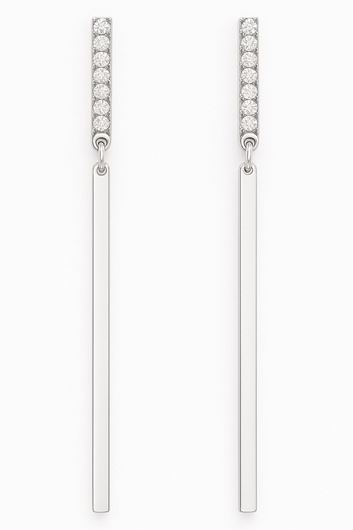 Foto de Pendientes oro blanco 18kt con barra de circonitas