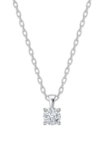 Foto de Gargantilla punto de luz en oro blanco 18kt y 1 brillante 0,10ct, Color H, Pureza SI