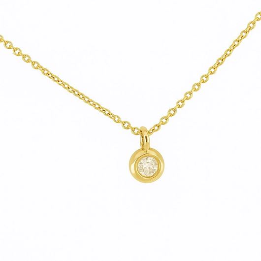 Foto de Gargantilla en oro amarillo 18kt y chatón con 1 brillante 0,03ct, Color G, Pureza SI