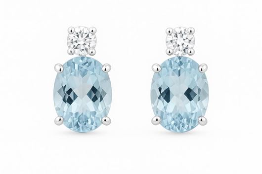 Foto de Pendientes oro blanco y agua marina y diamante