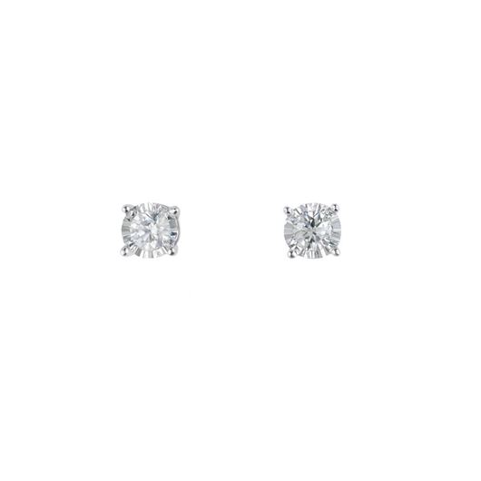 Picture of Pendientes puntos de luz en oro blanco 18kt y 2 brillantes 0,30ct, Color H, Pureza SI