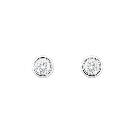 Picture of Pendientes chatones en oro blanco 18kt y 2 brillantes 0,30ct, Color H, Pureza SI