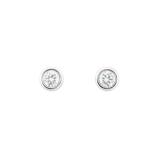 Picture of Pendientes chatones en oro blanco 18kt y 2 brillantes 0,20ct, Color H, Pureza SI