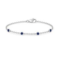 Foto de Pulsera de oro blanco 18kt y 5 zafiros 0,12ct total