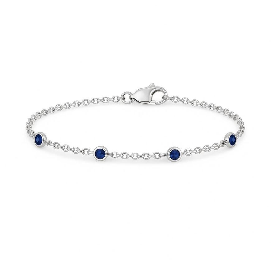 Foto de Pulsera de oro blanco 18kt y 5 zafiros 0,12ct total