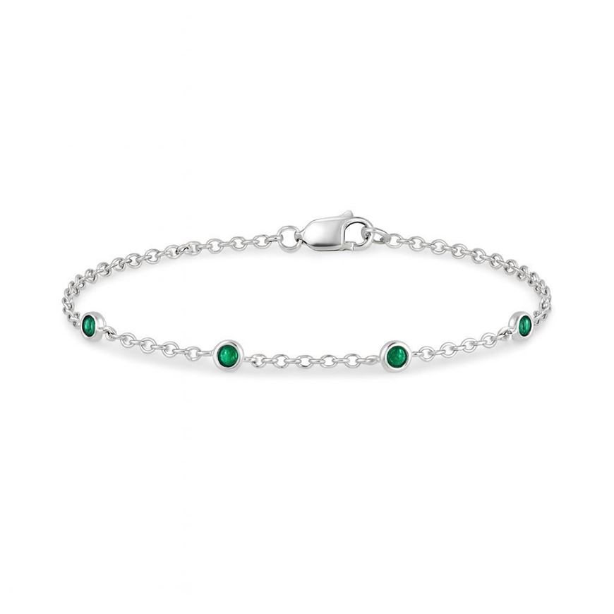 Foto de Pulsera de oro blanco 18kt y 5 esmeraldas 0,10ct total