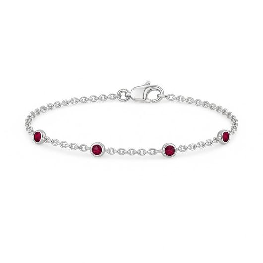 Foto de Pulsera de oro blanco 18kt y 5 rubís 0,12ct total