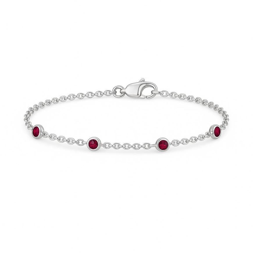 Foto de Pulsera de oro blanco 18kt y 5 rubís 0,12ct total