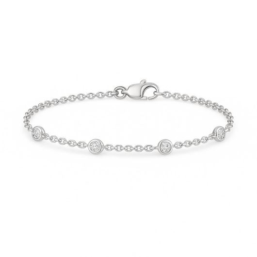 Foto de Pulsera de oro blanco 18kt y 5 brillantes 0,10ct total