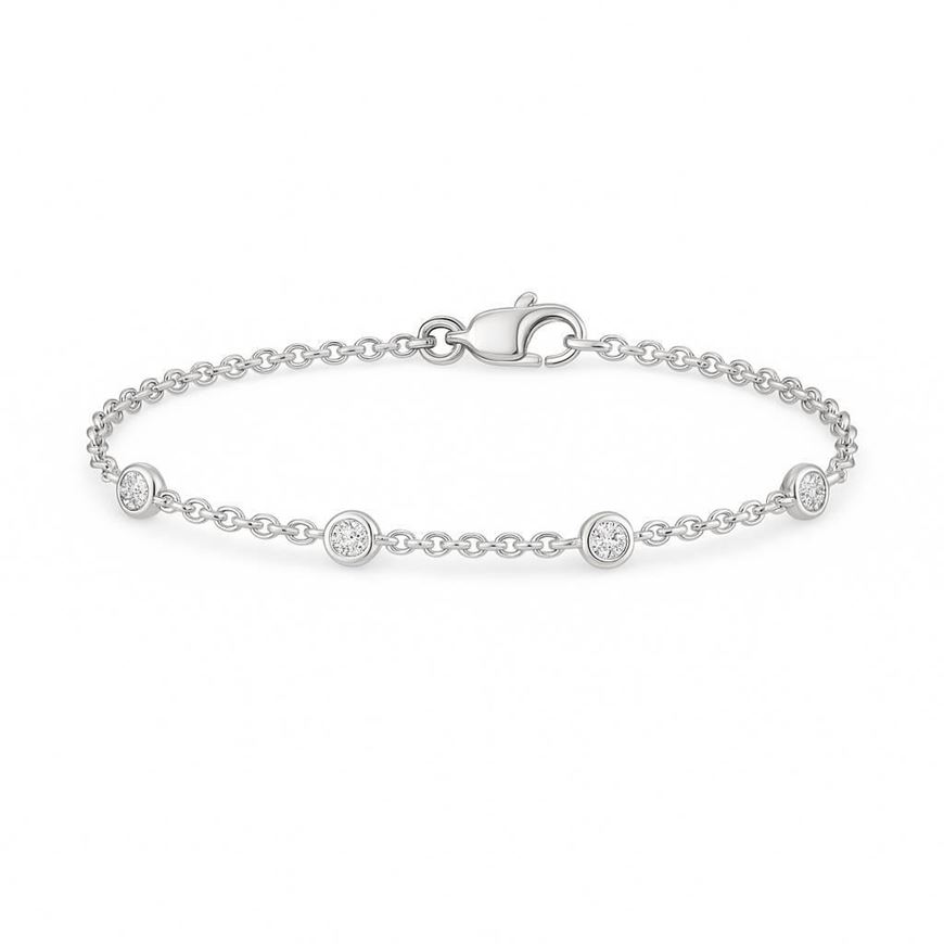 Foto de Pulsera de oro blanco 18kt y 5 brillantes 0,10ct total