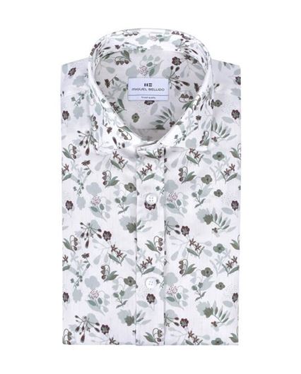 Foto de Camisa sport slim fit estampado floral verde y marrón
