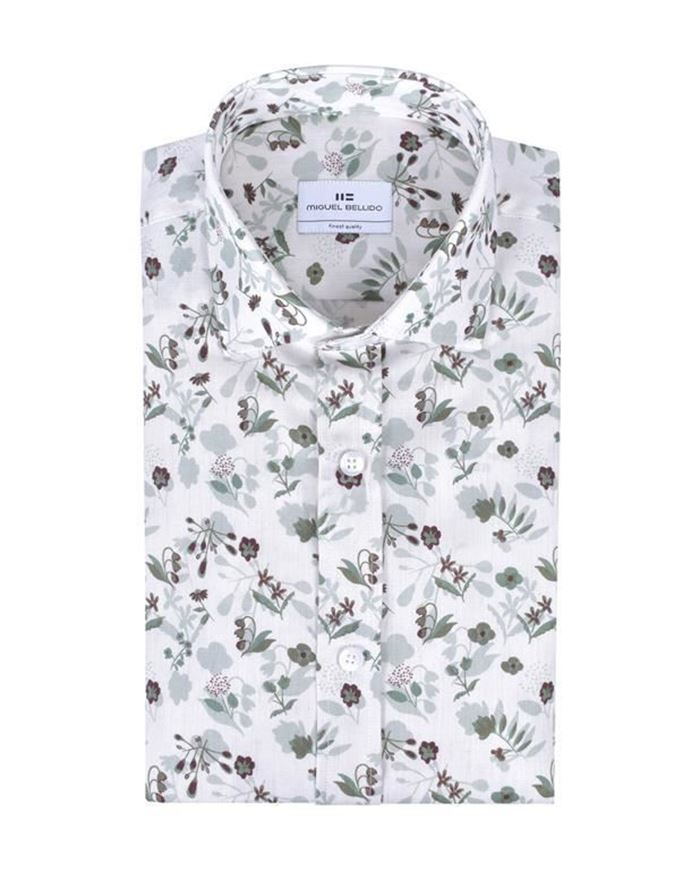 Foto de Camisa sport slim fit estampado floral verde y marrón