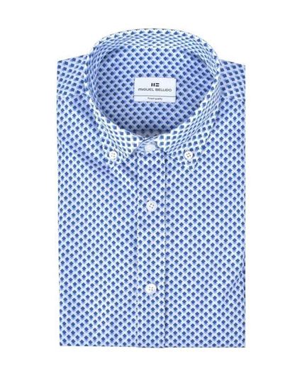 Foto de Camisa sport slim fit estampado rombos azul