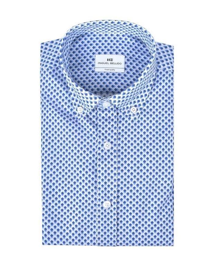 Foto de Camisa sport slim fit estampado rombos azul