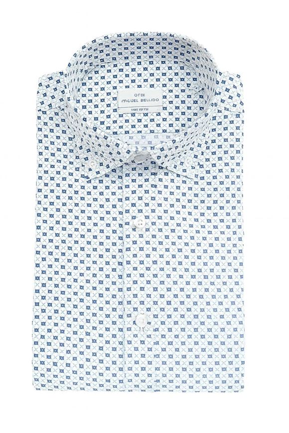 Foto de Camisa sport slim fit microestampado floral azul