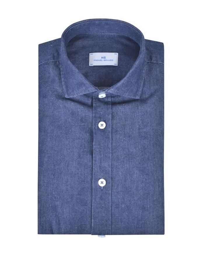 Foto de Camisa sport slim fit denim marino